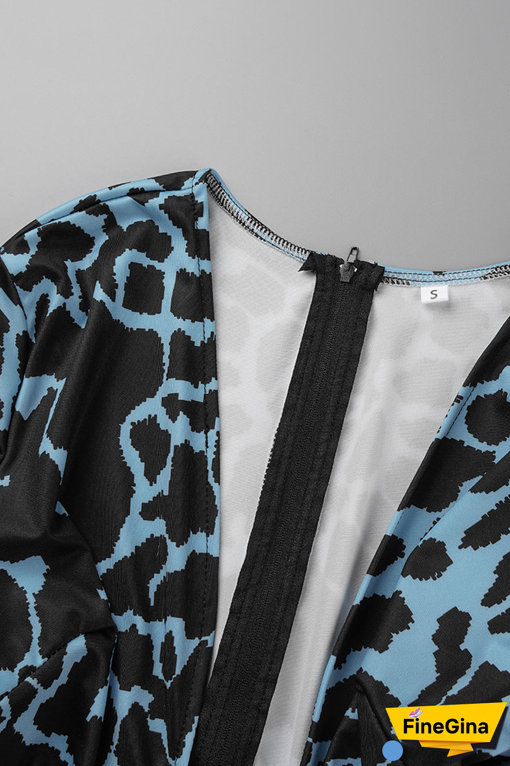 Blue Sexy Print Patchwork V Neck Pencil Skirt Dresses