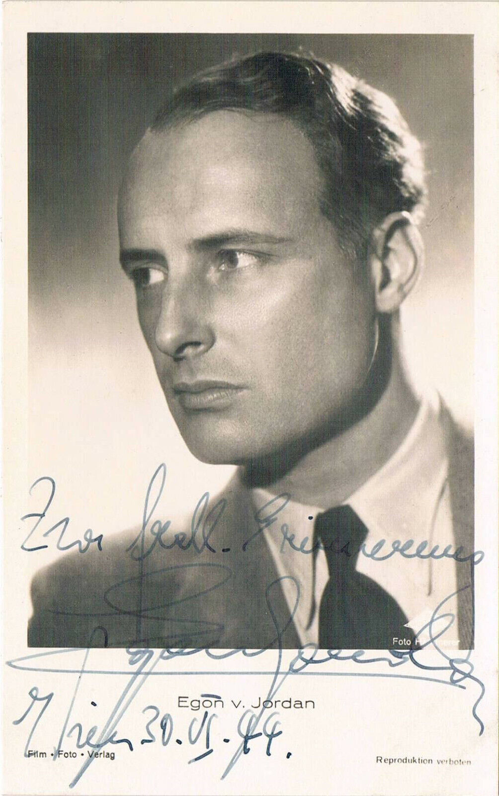 Egon von Jordan 1902-78 autograph signed postcard Photo Poster painting 3.5x5.5