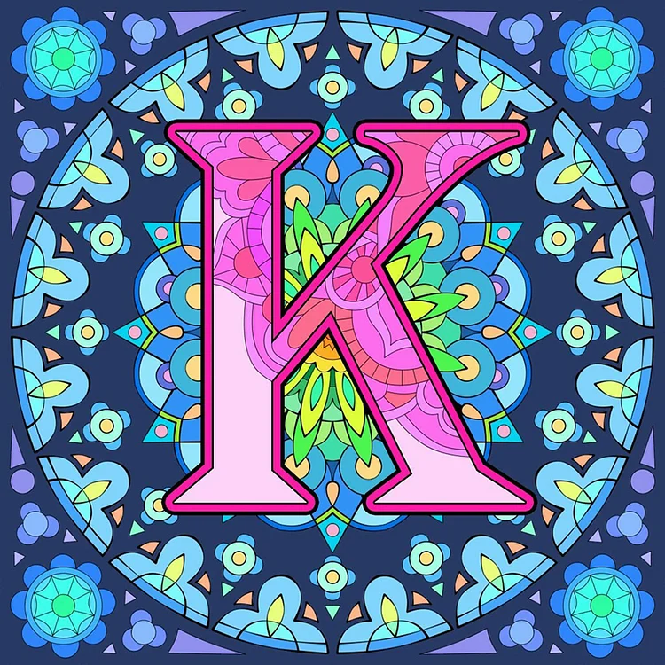 Mandala Letter K 30*30CM (Canvas) Full Round Drill Diamond Painting gbfke