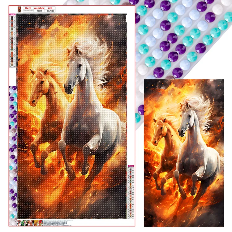 Double Horses 40*70cm (Canvas) Full Round Drill Diamond Painting gbfke