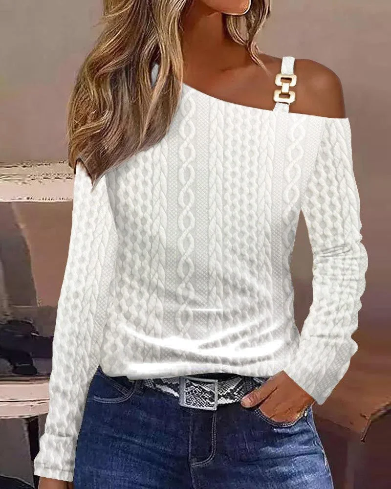Brownm Autumn Simple Metal Buckle Shoulder Collar Clothing