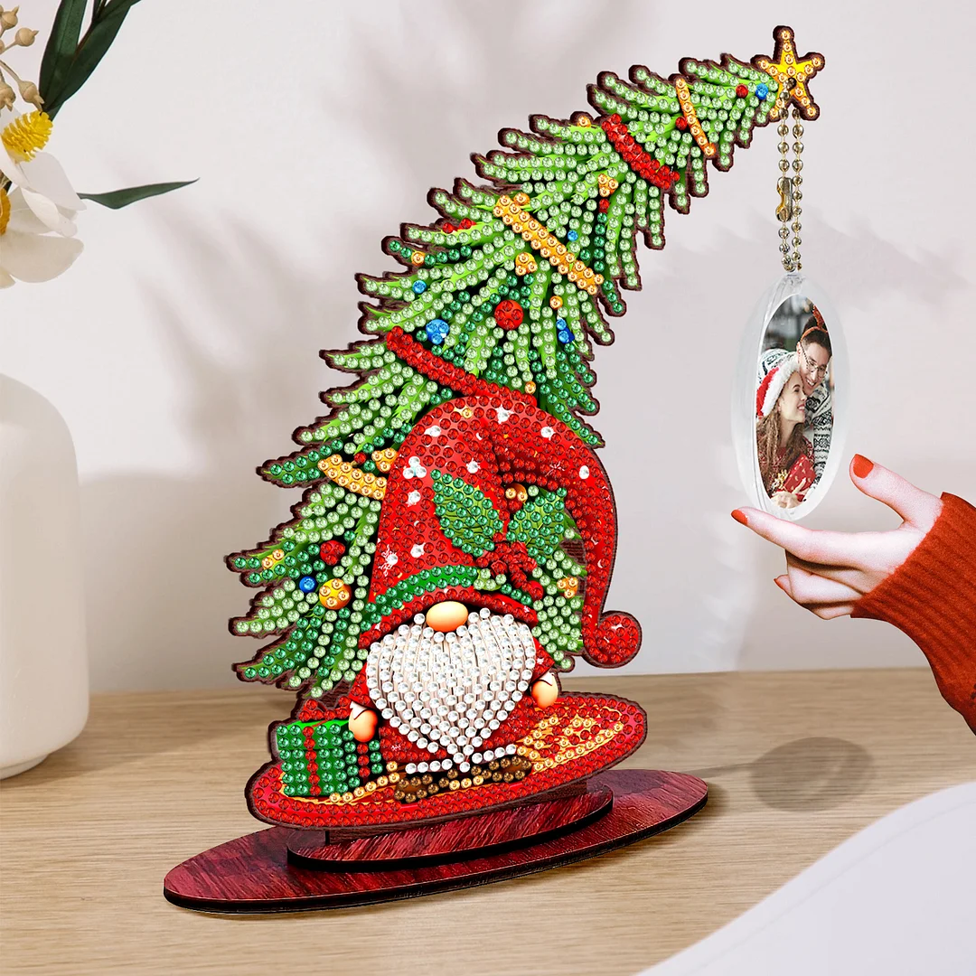 Photo Christmas Tree 5D DIY Diamond Art Tabletop Wood Decorations Ornament Kits