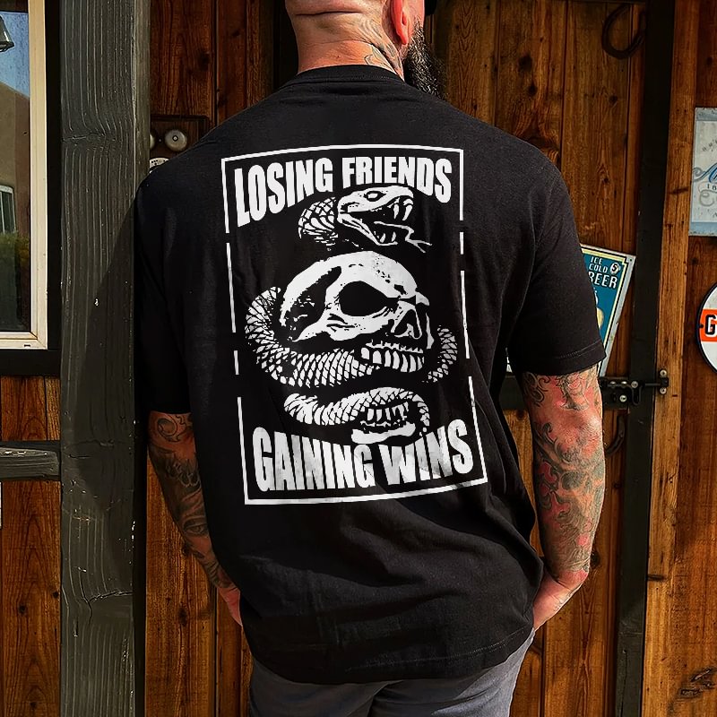 Livereid Losing Friends Gaining Wins Skull Printed Men's T-shirt - Livereid