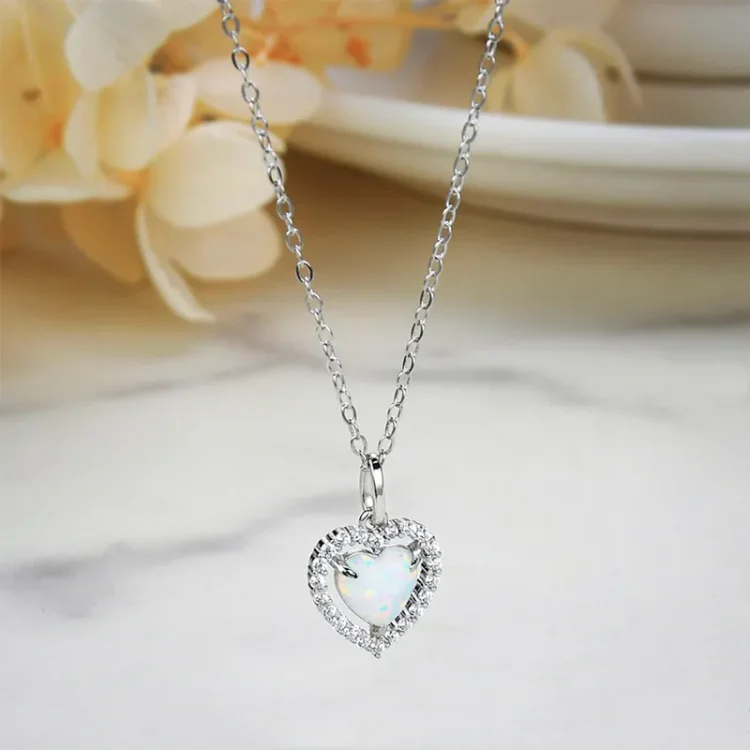 For Self - S925 Love Yourself Unconditionally Heart Opal Necklace