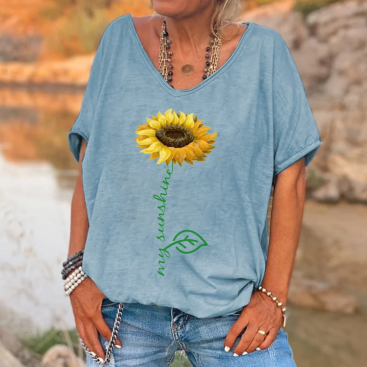 My Sunshine Printed V-neck Women's T-shirt