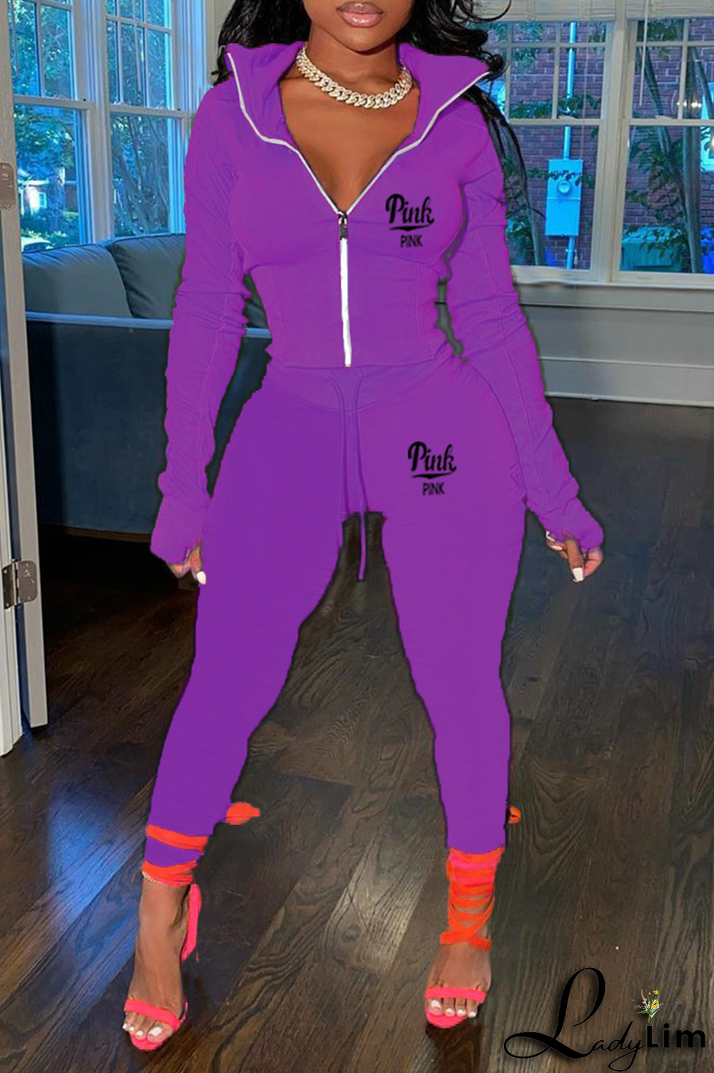 Red Fashion Print Patchwork Turndown Collar Long Sleeve Two Pieces