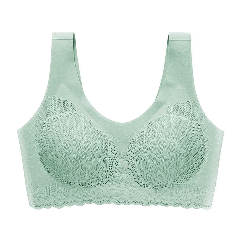 Thin Push Up Vest Bra Women Seamless Underwear Solid Lace Soft Comfortable Sleep Top With Chest Padded Bras For Women M L XL XXL