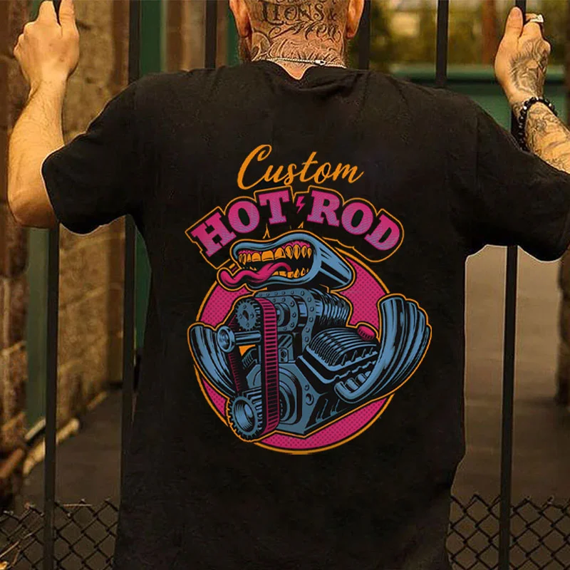 CUSTOM HOT ROD Black Print T-shirt