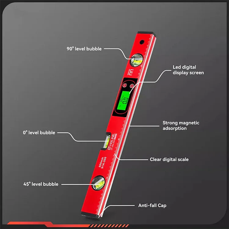 Livella magnetica multifunzionale di precisione con display digitale LCD
