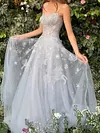 Shiny Embroidered Backless A-Line Evening Bandeau Maxi Dress