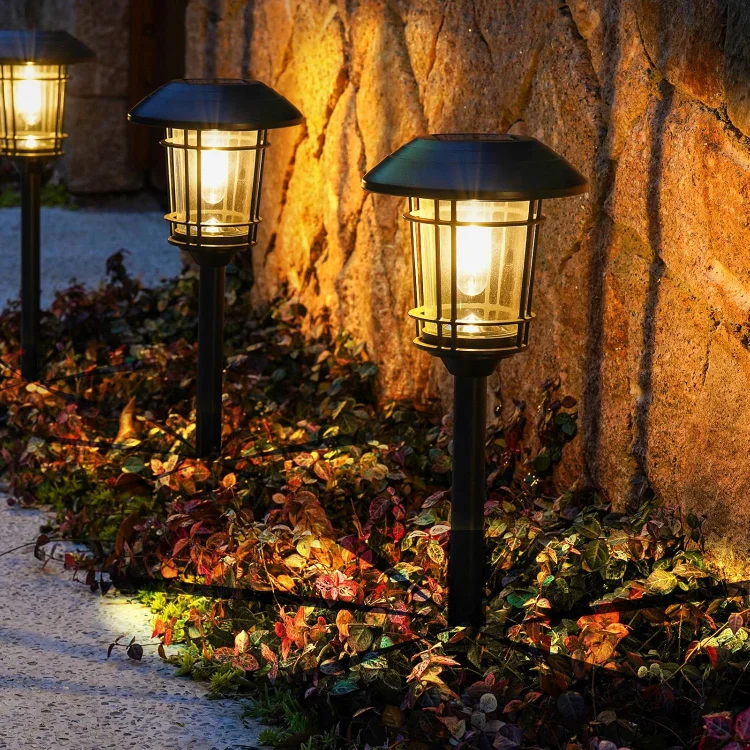 GRAND PATIO Outdoor Glass Solar Pathway Lights - Aluminum & Steel Frame