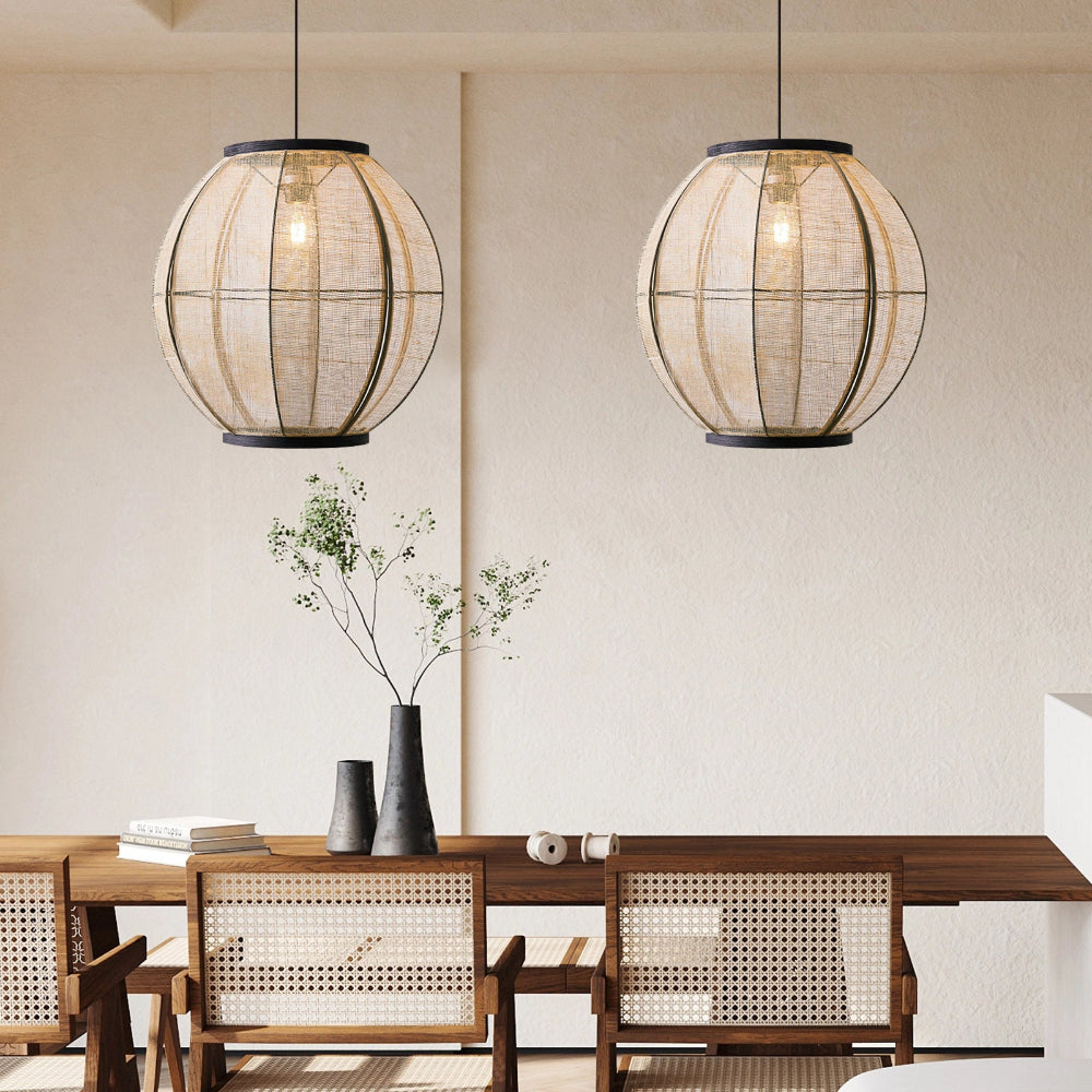 Vintage Fabric Pendant Lights Handwoven