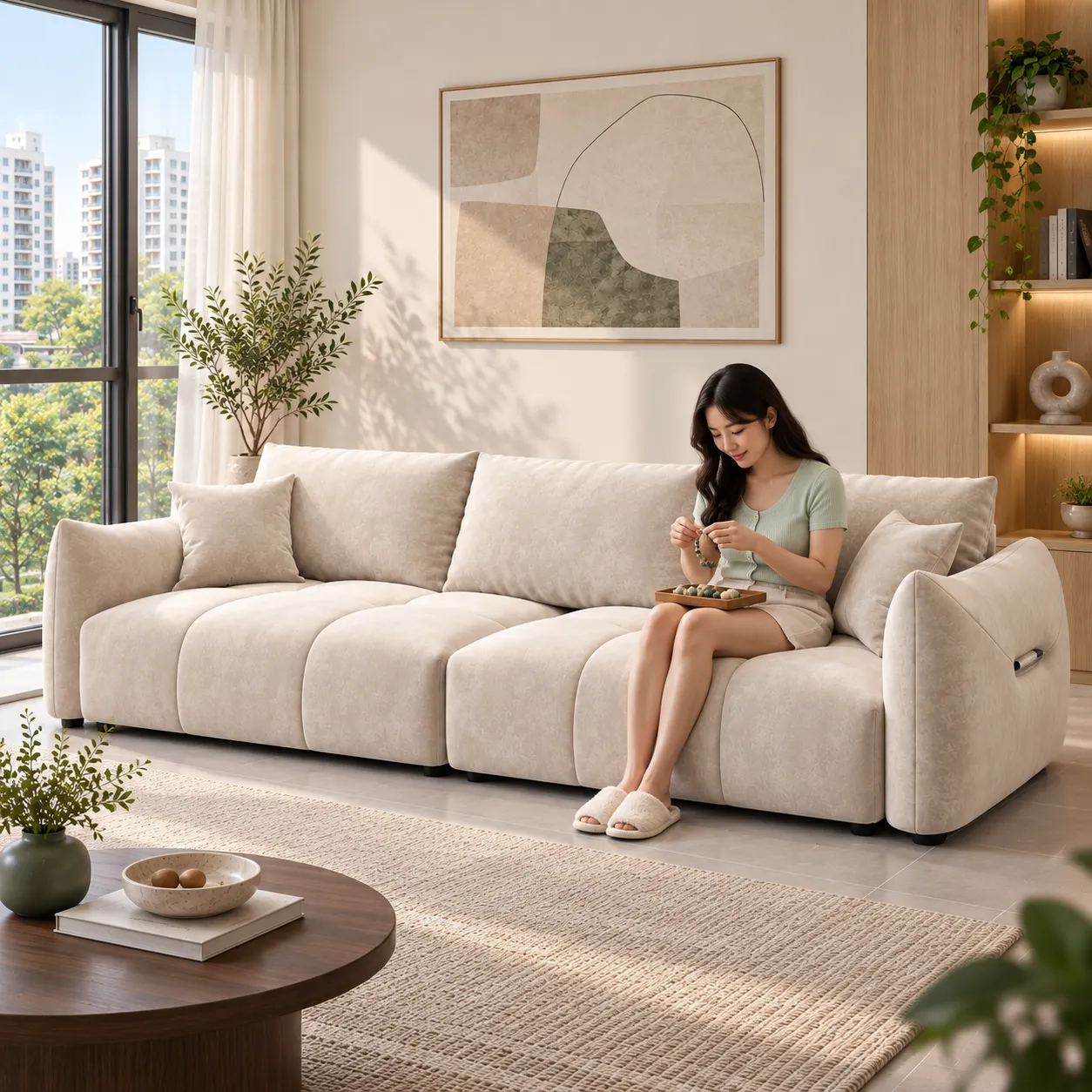 Maibao Sofa - Cream - Human scale