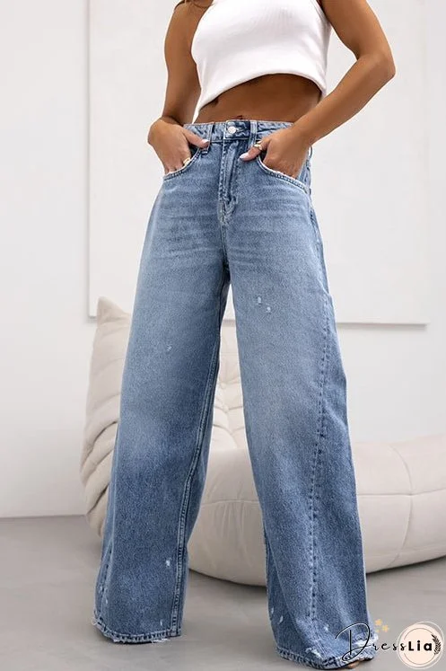 Meridress Distressed Wide Leg Ripped Denim Pants