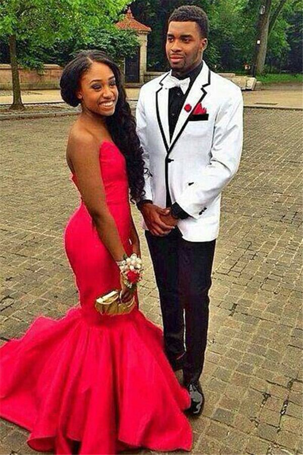 Notched Lapel Classic Ethan White Business Formal Prom Suit With One Button | Ballbellas Ballbellas