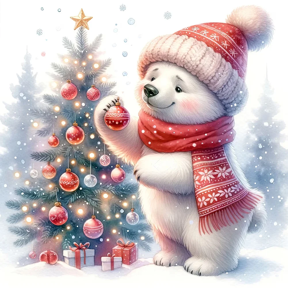 Diamond Painting - Full Square Drill - Christmas Bear(Canvas|30*30cm)