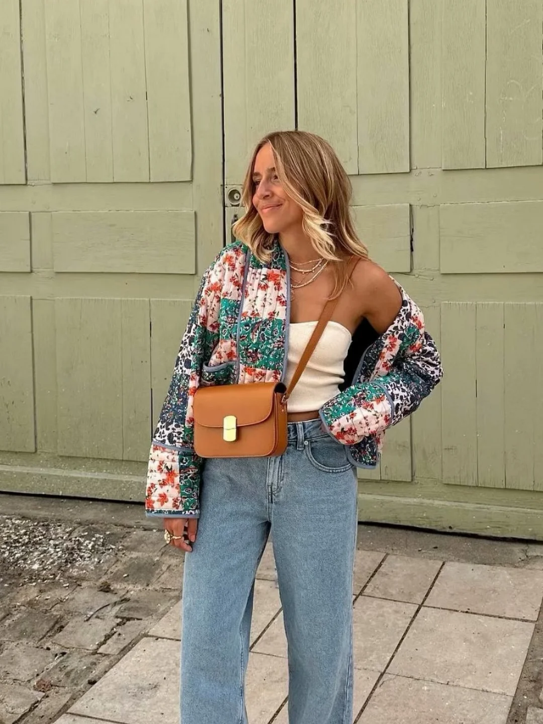 Nigikala Nigikala New Women's Fashion Print Loose Casual Cardigan Short Cotton Coat C91685