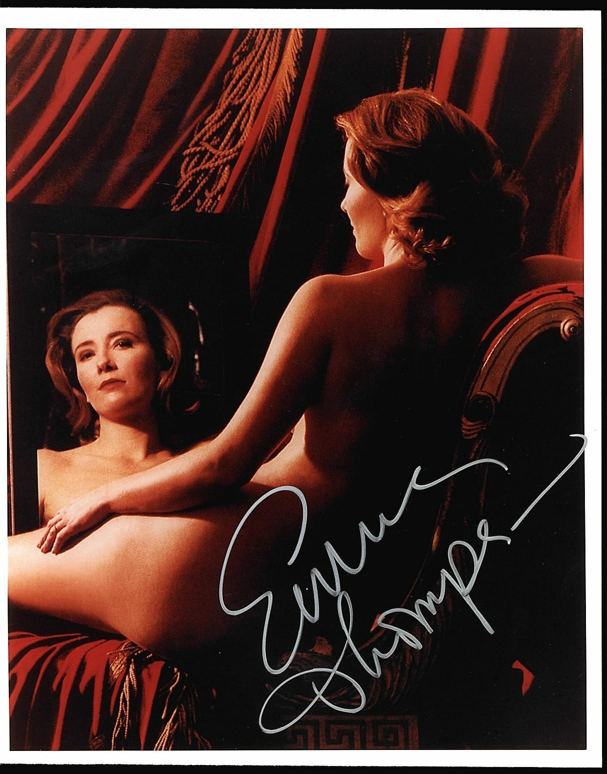 EMMA THOMPSON AUTOGRAPHED SIGNED 8X10 SITTING NO CLOTHES ON THE OSCAR WITH COA