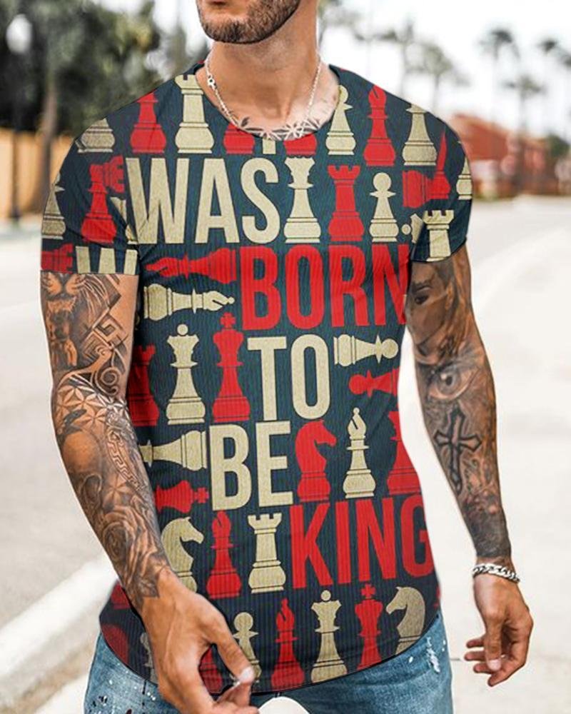 Men's Sport Chess Printed T-shirt