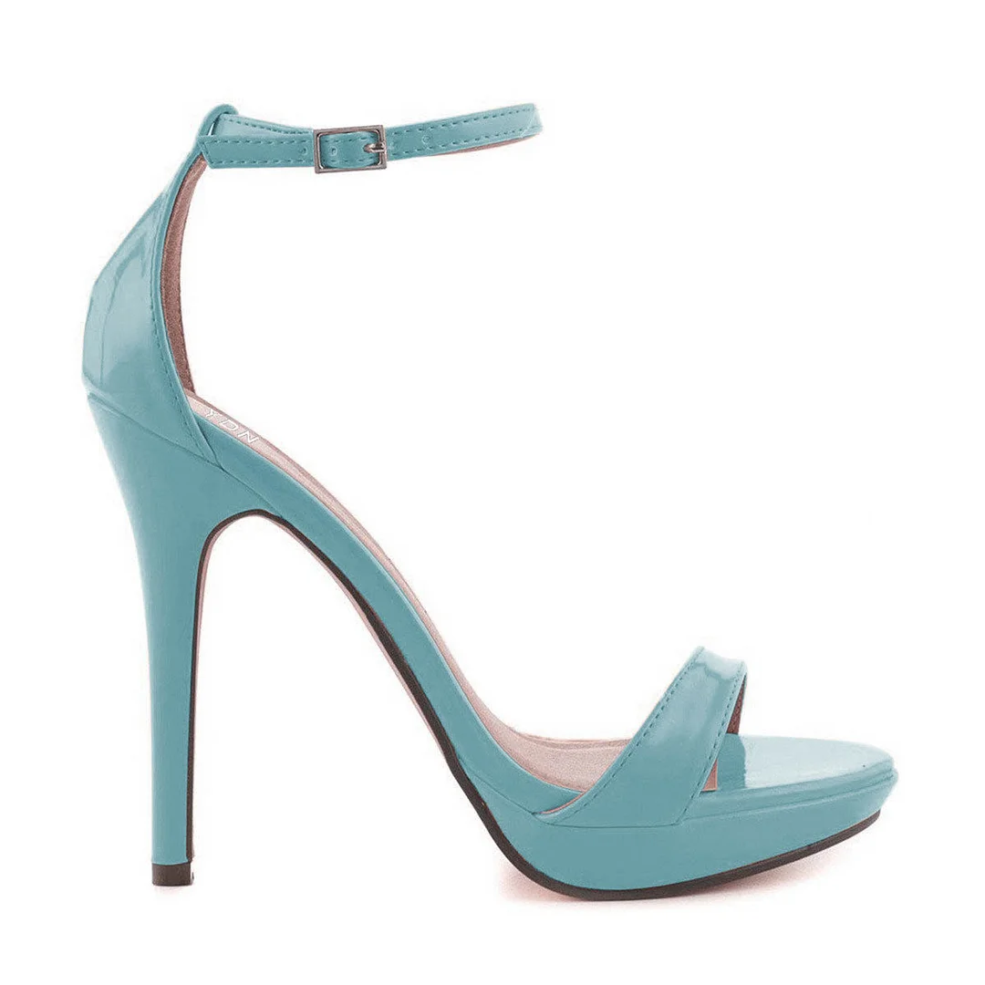 Women's Sky Blue Open Toe Ankle Strap Platform Stiletto Heeled Sandals