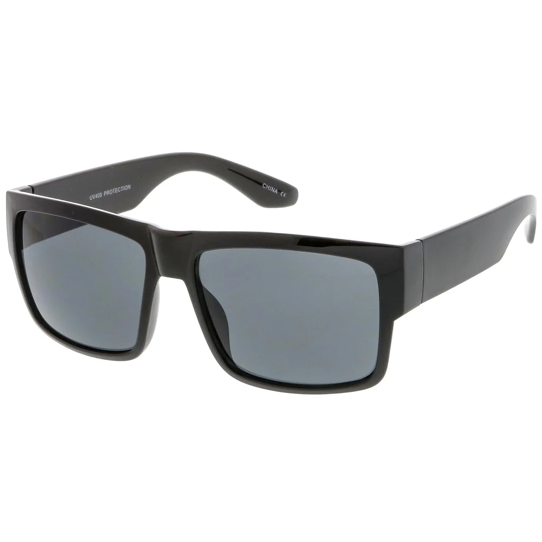 Men's Flat Top Horn Rimmed glasses With Thick Arms Square Lens 57mm