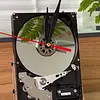 Industrial Upcycled Hard Drive Clock｜2-in-1 Tech Desk Timepiece & Mini Mirror Ornament