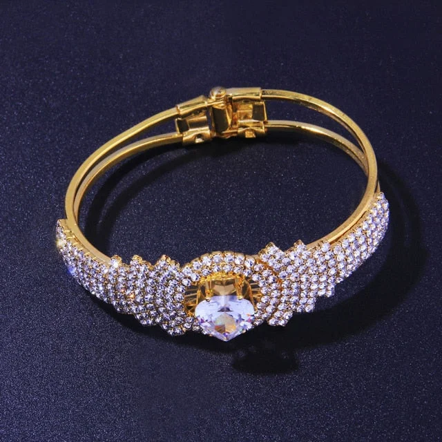 Fashion Bling Crystal Heart Bangle Bracelet