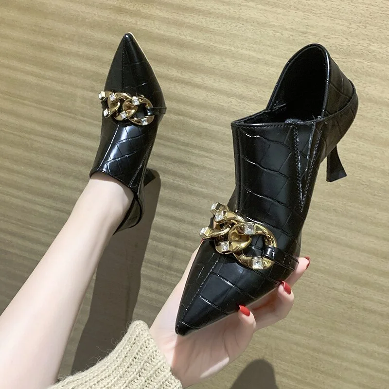 Qengg HOT Woman Fashion Spring Autumn Pointed Toe High Heel Boots Lady Casual Ankle Boots Female Cool Street Boots Botas