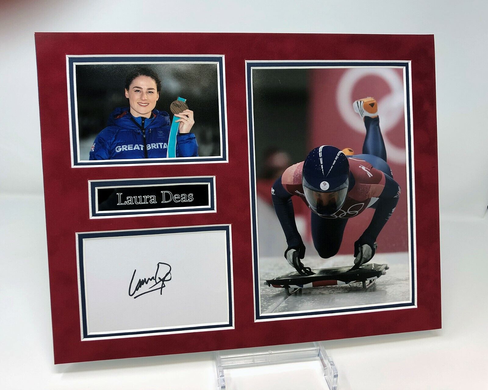 Laura DEAS Signed Mounted Photo Poster painting Display AFTAL COA Skeleton Olympic Medal Winner