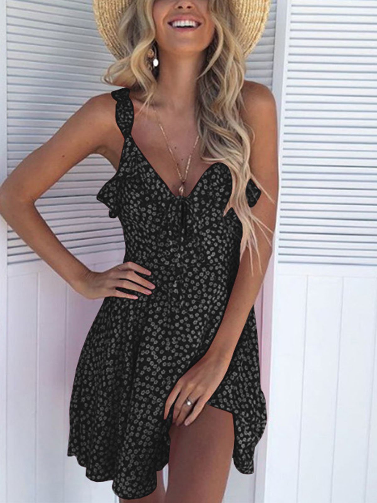 Polka Dots Ruffled Boho Casual Dresses