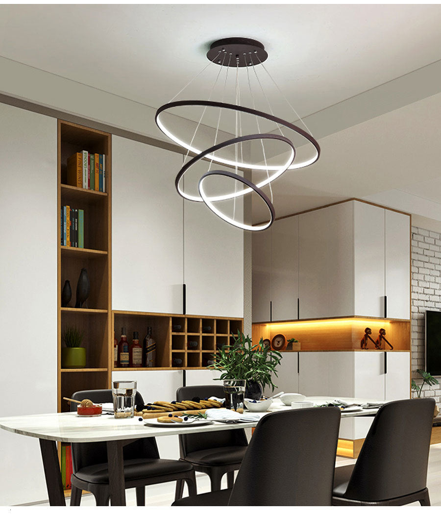 Black White Frame Led Pendant Lights For The Kitchen Dining Room Modern ...