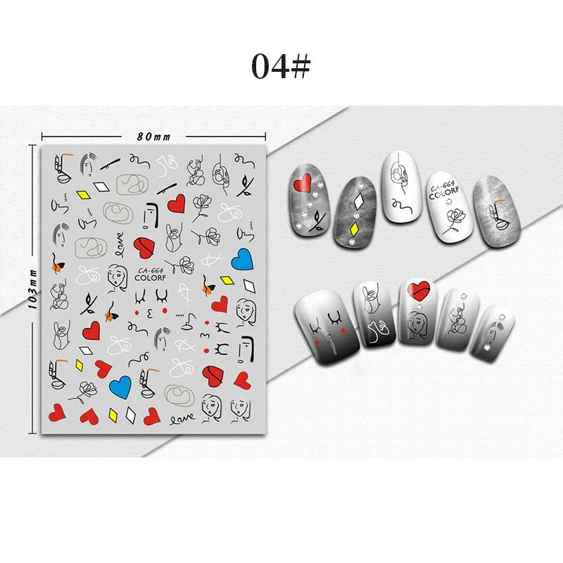 1 Sheet 3D Halloween Nail Sticker Christmas Skull Bone Snake Butterfly Maple Leaf Pattern Decals Manicures 3D Nail Decorations