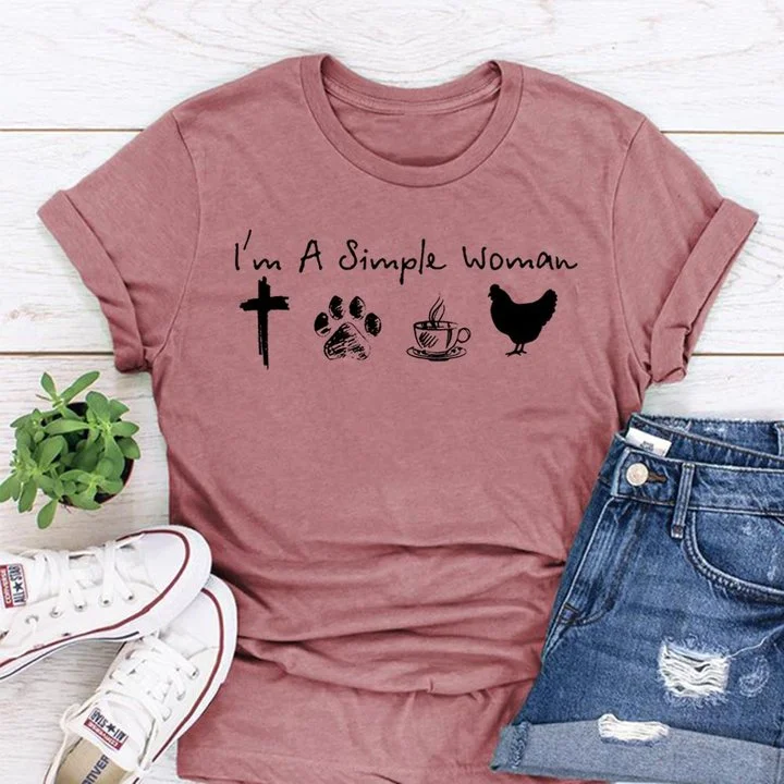 Im A Simple Woman Jesus Dog Coffee Chicken T-shirt Tee-05297