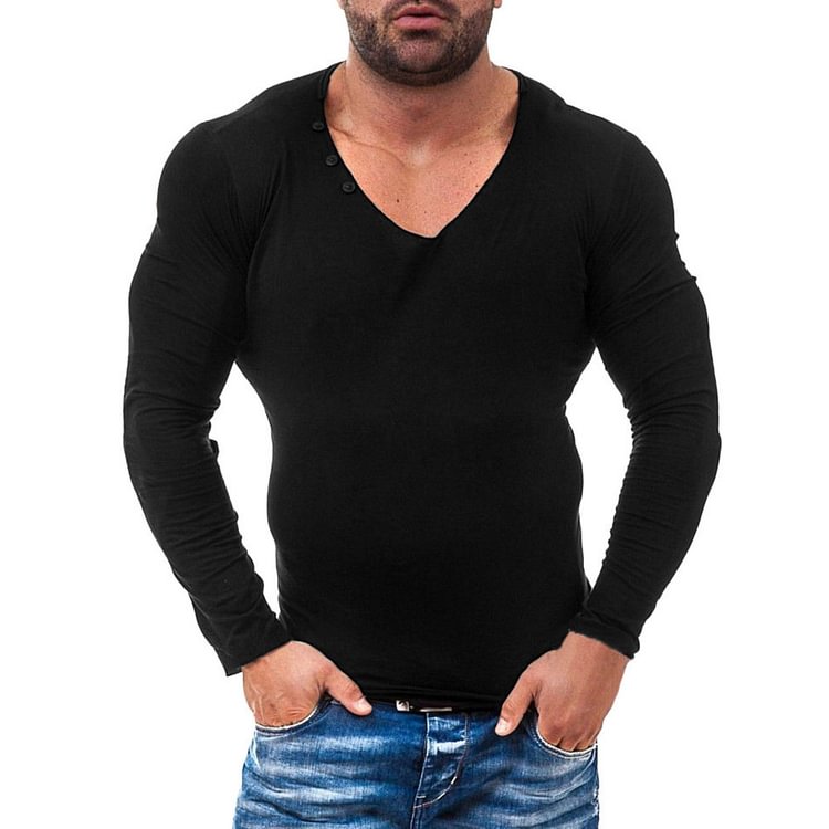 European Plain Long Sleeve Men's T-shirt