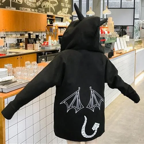 Pink/Black Harajuku Little Devil Hoodie Coat SP1711145