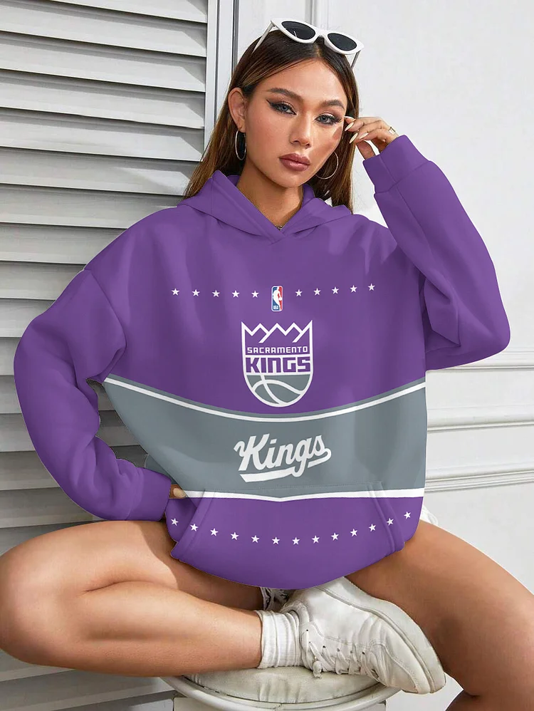 Sacramento Kings  Printed Hooded Pocket Pullover Hoodie