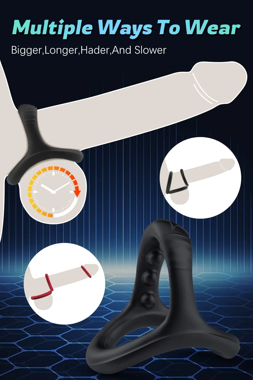 Strechy Silicone Penis Ring Set With 7 Different Sizes For Erection Enhancing