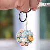 6Pcs PVC Double Sided Special Shaped Flower Goblin Diamond Painting Art Keychain (A)