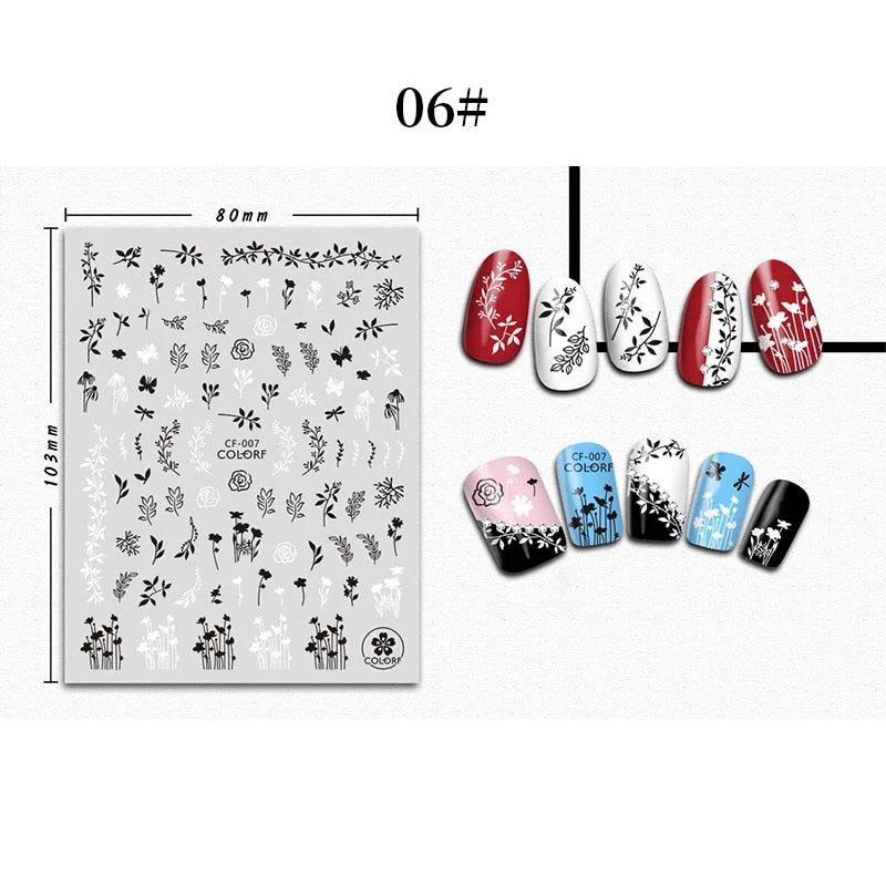 1 Sheet 3D Halloween Nail Sticker Christmas Skull Bone Snake Butterfly Maple Leaf Pattern Decals Manicures 3D Nail Decorations