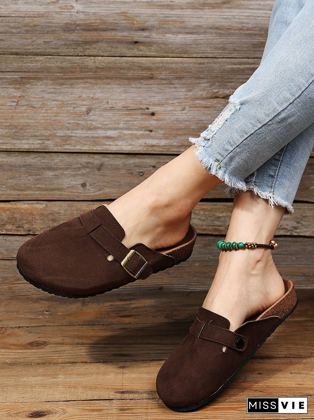 Solid Color Vintage Casual Mules
