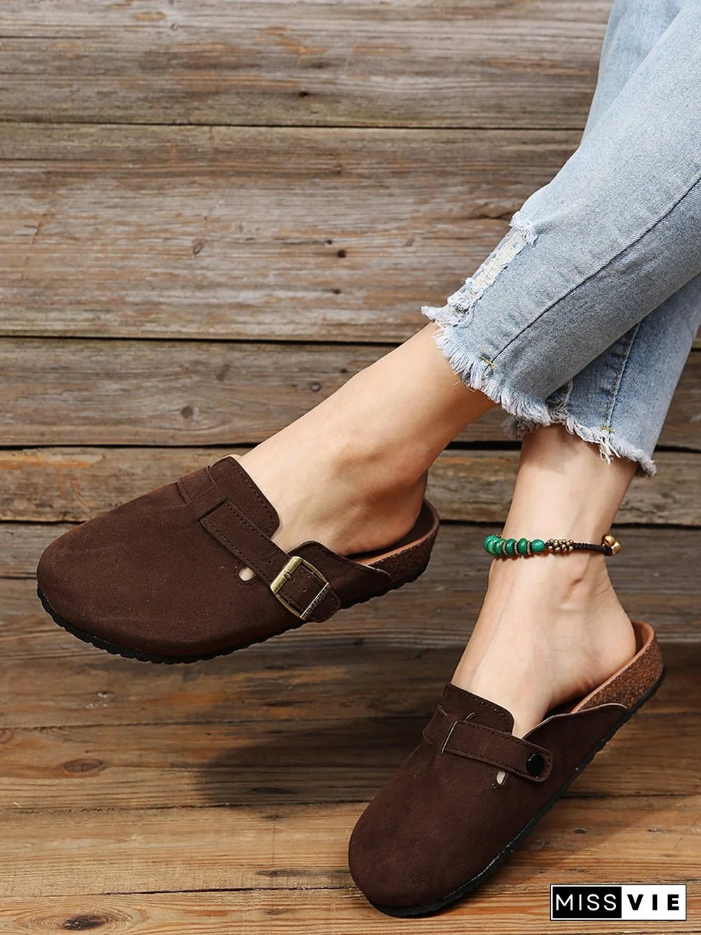 Solid Color Vintage Casual Mules