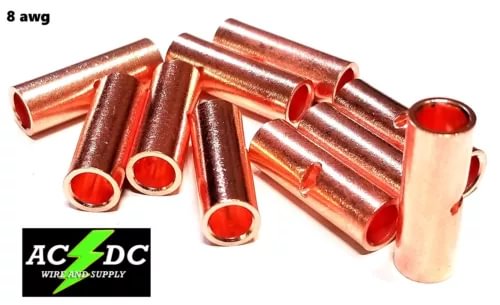 pornhint Pornhint 8 GAUGE BARE COPPER BUTT CONNECTOR 100 PK CRIMP TERMINAL AWG BATTERY New