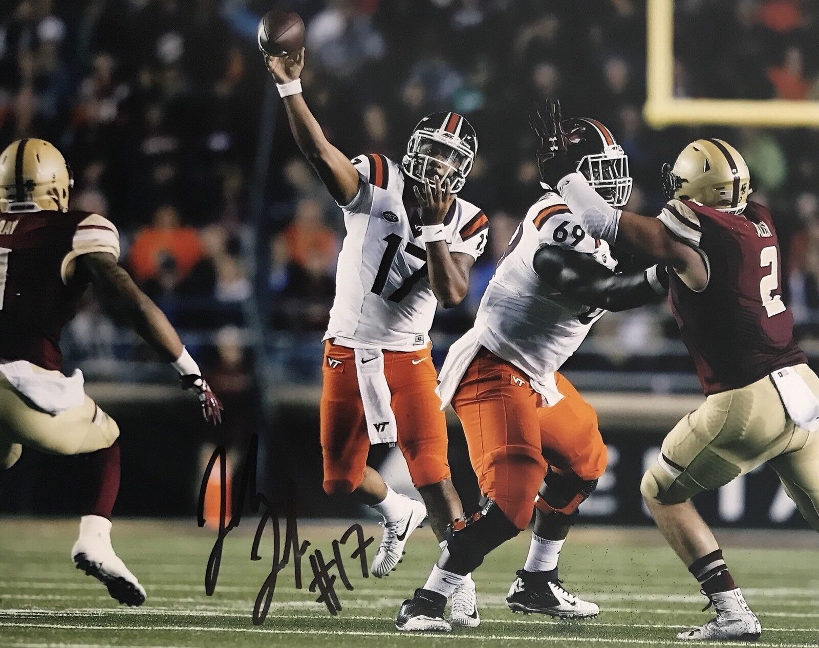 Josh Jackson Signed Autographed Virginia Tech Hokies 8x10 Photo Poster painting Heisman Coa