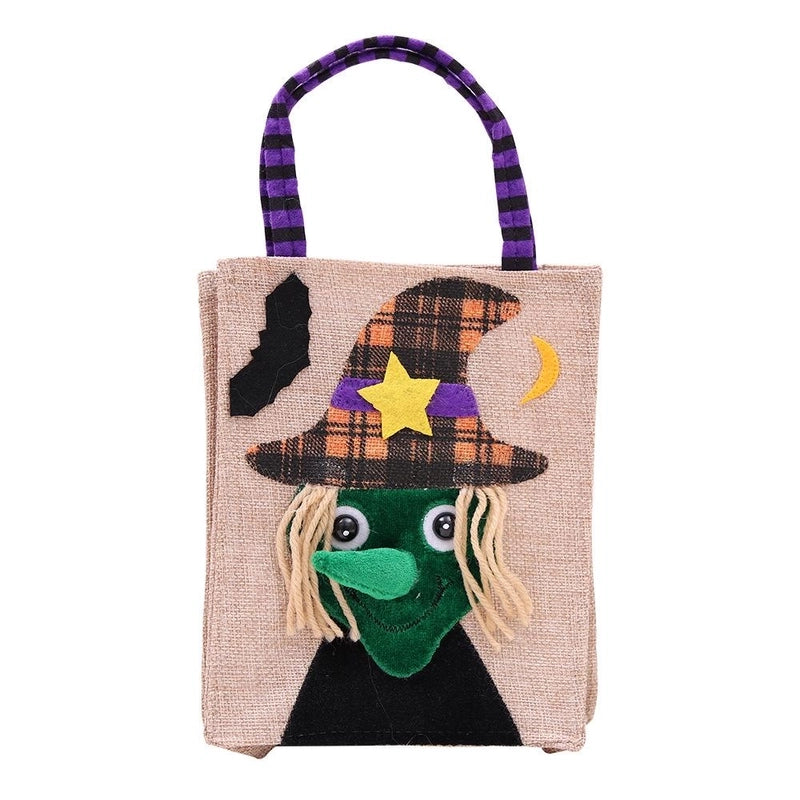 Halloween Cartoon Pumpkin Witch Gift Bag Burlap Handbags