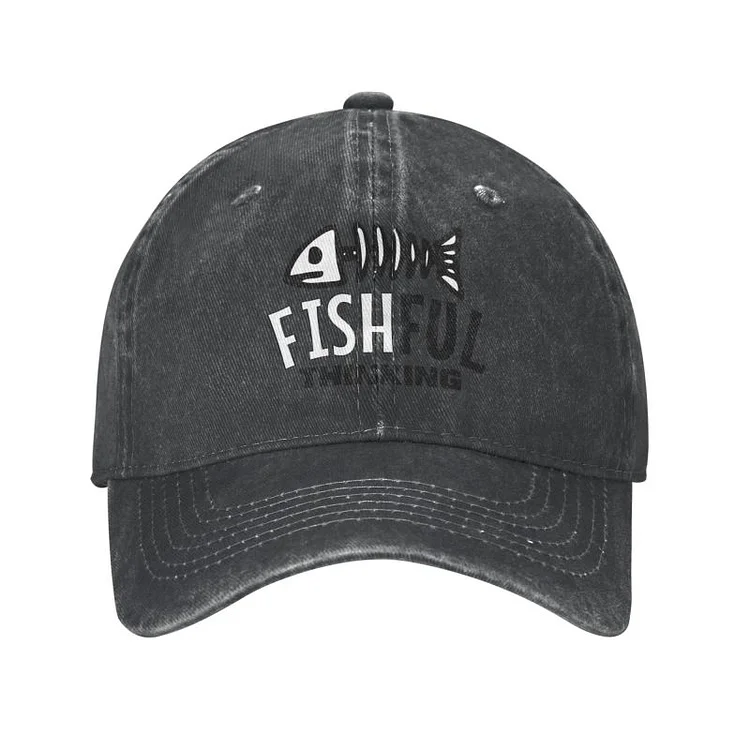 Classic Cotton Fishful Thinking Fishbone Fishing Lover Baseball Cap Women Men Breathable Dad Hat Performance