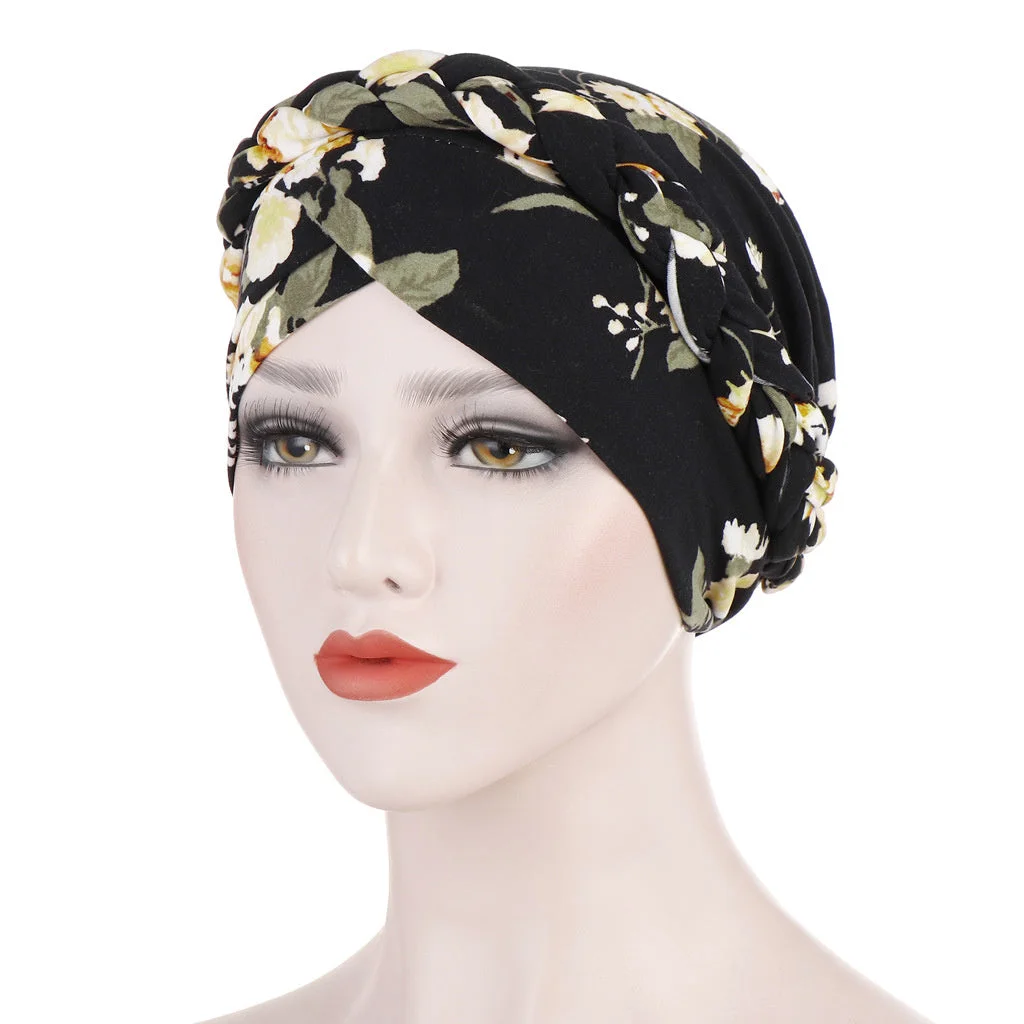 Women's Floral Printed Muslim Turban Hat Cap