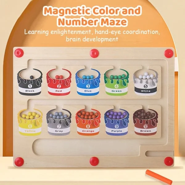Laberinto magnético de colores y números