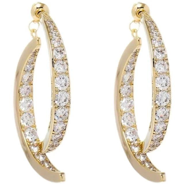 Trendy Cross Curved Crystal Earrings