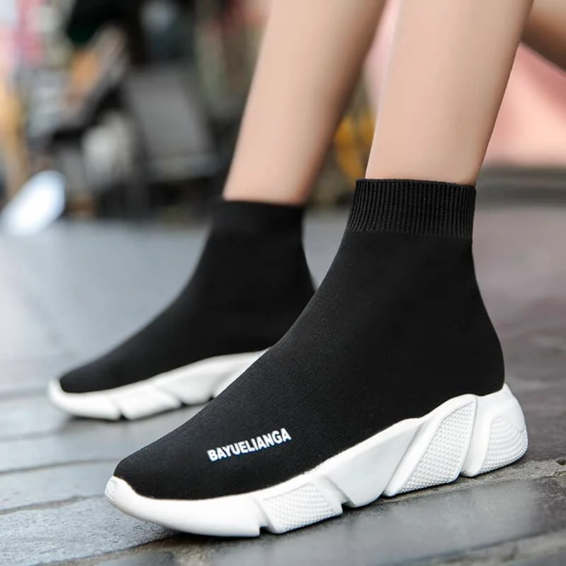 MWY Breathable Ankle Boot Women Socks Shoes Female Sneakers Casual Elasticity Wedge Platform Shoes zapatillas Mujer Soft Sole