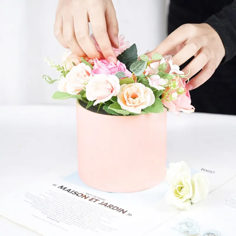 Flower Box Gift Packaging Boxes Portable Round Basket Storage Wedding Valentine's Day Rose Flower Decoration Birthday Gift
